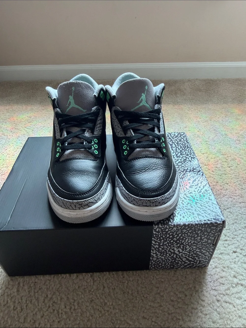 Jordan Retro 3 Black Grey Mint Athletic Shoes